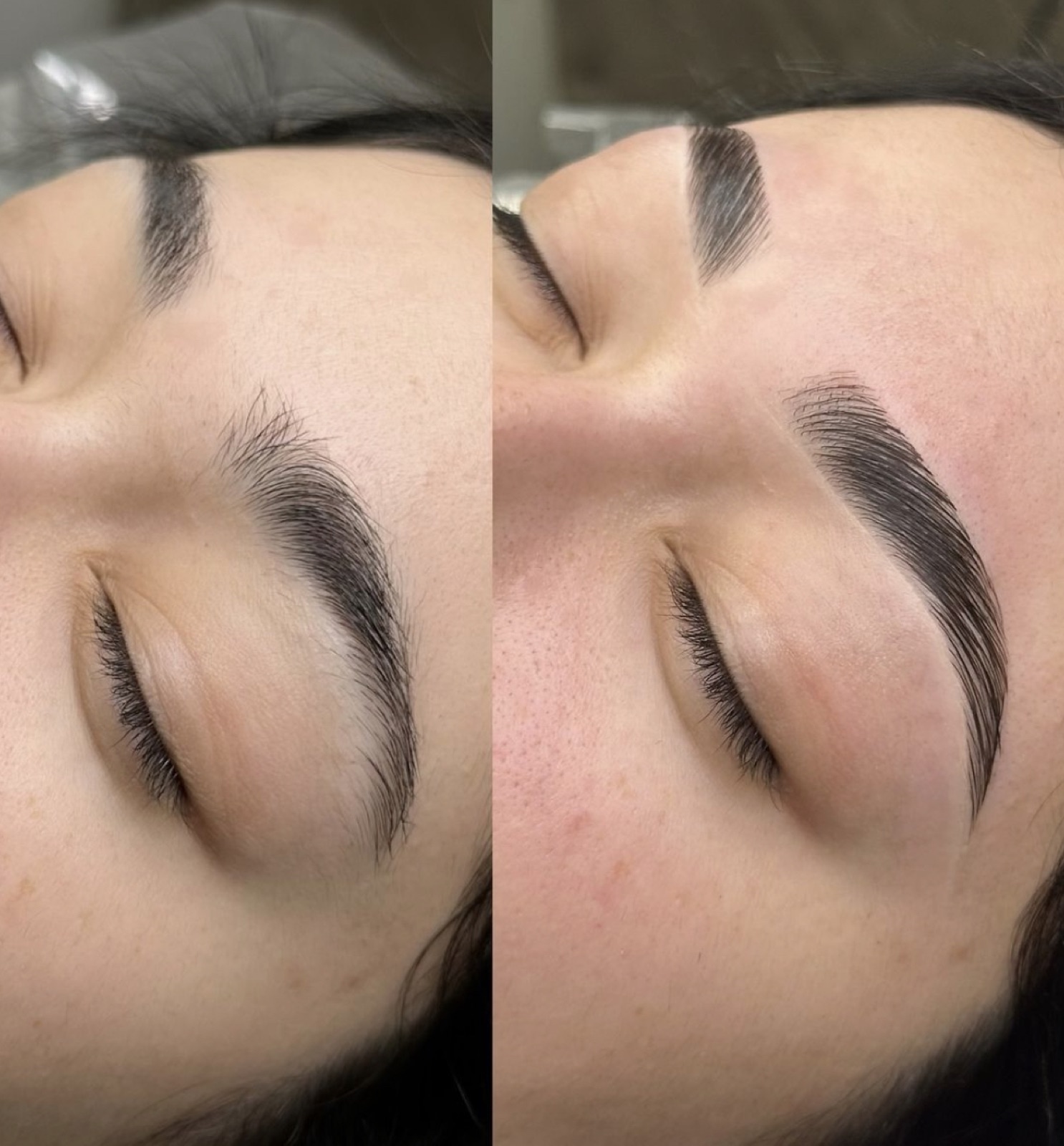 Before-and-after Brow Lamination result