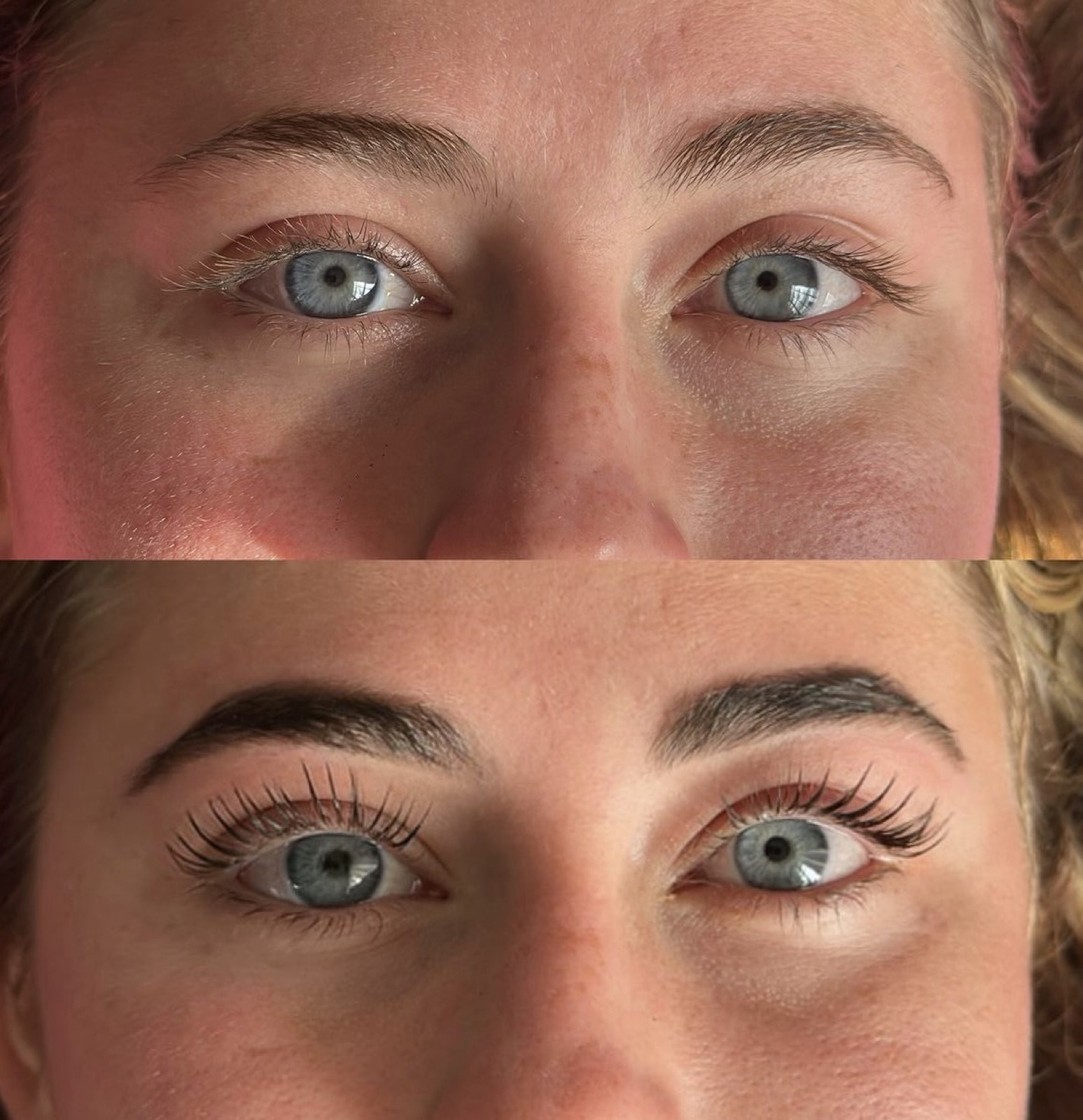 Before-and-after Lash Lift comparison
