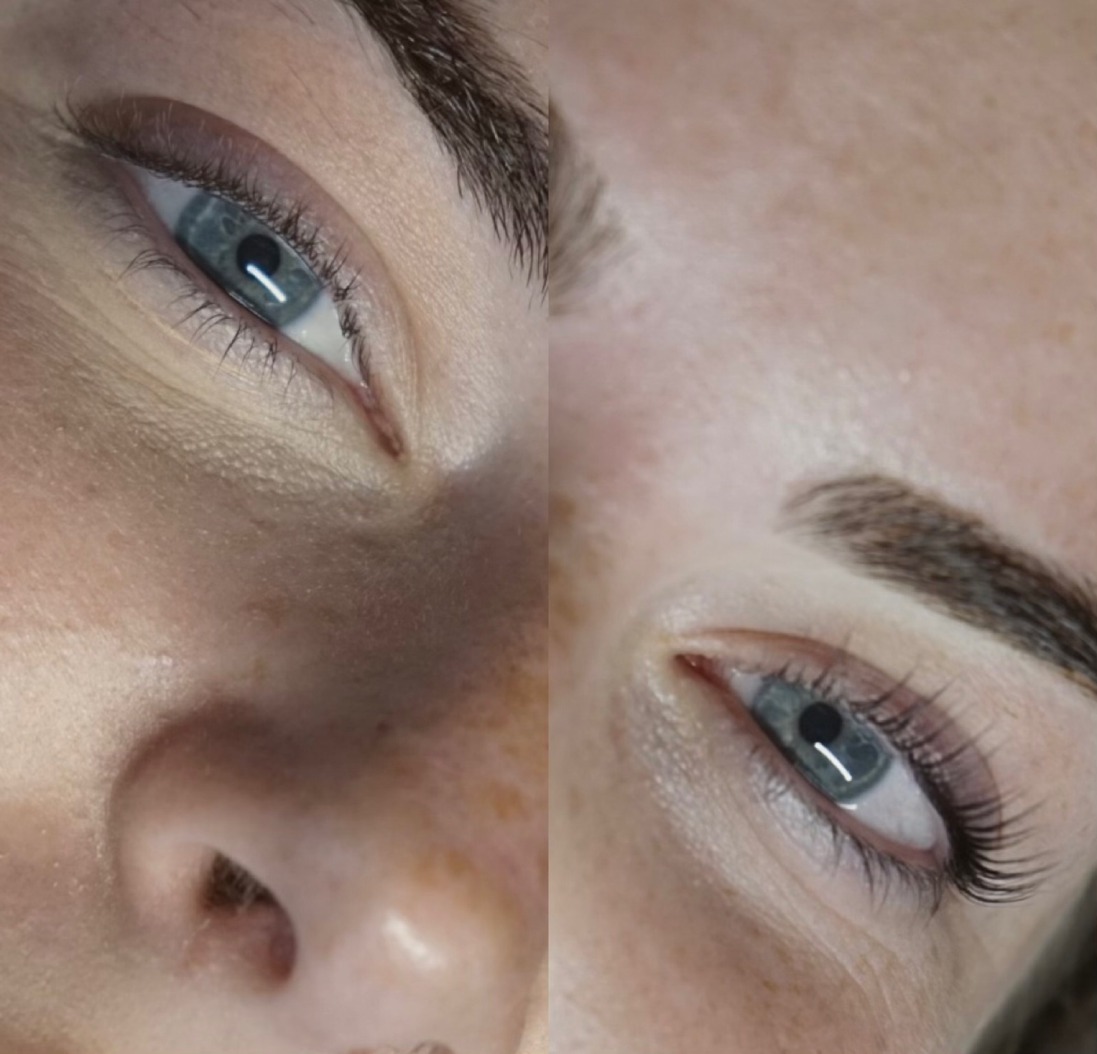 Side-view Lash Lift before-and-after comparison