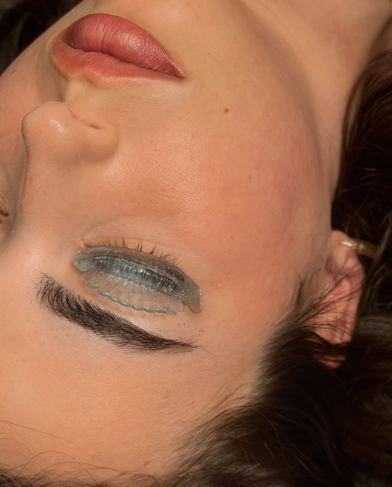 Lash shields positioned during a Lash Lift treatment